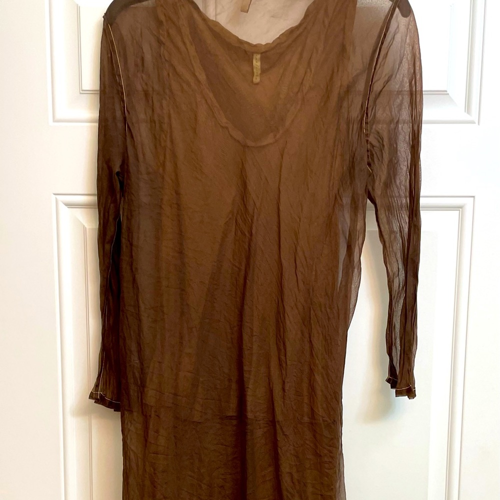 COPY - Brown silk duster, transparent , medium, hand made by designer “Homefroc… - Picture 2 of 8